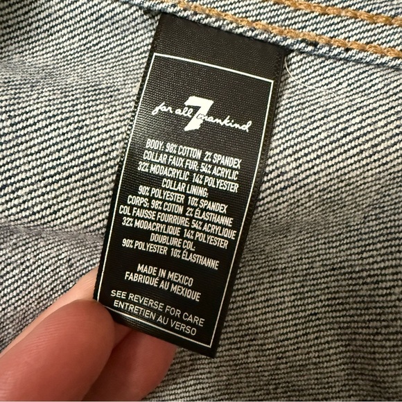 7 for all mankind women’s denim Jean jacket fringed cropped bottom size small - Picture 8 of 9